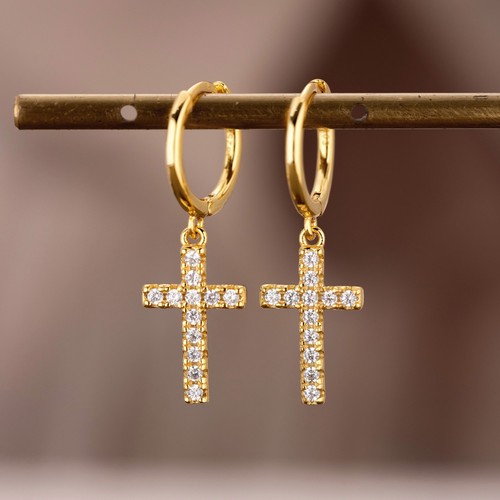Creolen mit anhänger kreuz - mit,