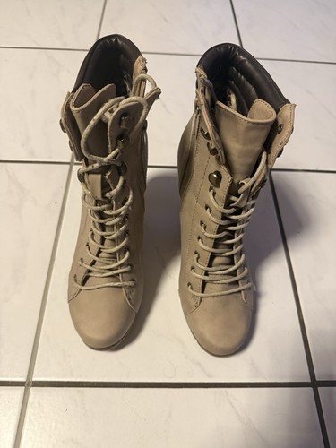 Schnürstiefelette beige heels - schnürstiefelette,
