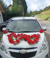 DOPPEL HERZ Auto Schmuck Braut Paar Rose Deko Dekoration Rote Farben Hochzeit