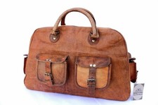 Overnight Genuine Weekend Gym Duffle Vintage Brown Bag Leather Travel