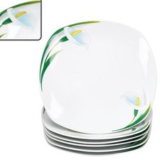 6x White Calla Speiseteller