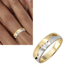 Damen Ring 585 echt Gelbgold Weißgold Diamanten 14 Karat seidenmatt 54 56 58 60