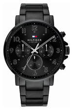 Tommy Hilfiger Herren Chronograph 1710383, Edelstahl, Schwarz, 46mm