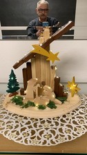 Weihnachtskrippe  mit Beleuchtung 40xx40 Holz