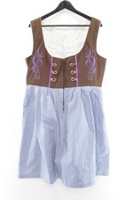 Damen Dirndl Kleid Gr. 44 Braun Blau #EK-14