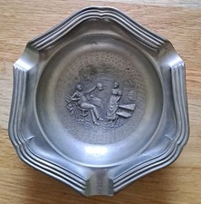 Aschenbecher Zinn Antik Frieling Germany 6 Eckig ca 11 cm Breit 