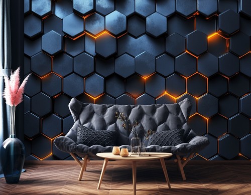 Fototapete effekt hexagon - fototapete, 3d