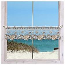 Feenhaus-Scheibengardine maritim Seesterne & Muscheln Vogtländische Spitze beige