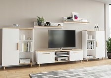 Wohnwand Oslo 2 Eiche Artisan Weiß | 4-teiliges Set | Modern | Laminat