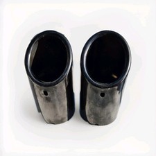 2x Schwarz Edelstahl Auspuff Auspuffblenden Endrohre für VW Audi Seat Skoda..