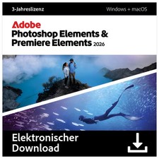 Adobe Photoshop & Premiere Elements 2026| 2 Geräte| 3 Jahre | Code per eMail|ESD