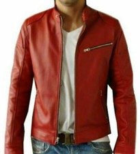 Herren Rot Lederjacke Biker