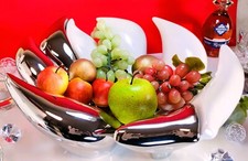 Große Anbietschale Livestyle  Deko Osternest 2-teilig silber weiß Obstschale rar