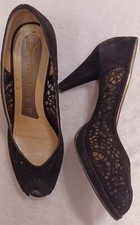 NEU KAISER Tracht 6 schwarz 39 Spitze PeepToes Sandale Highheel Plateau Leder