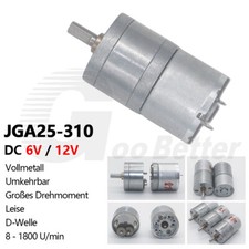 Mini 25mm Getriebemotoren DC 6V 12V Metall Getriebe Umkehrbar Präzise JGA25-310