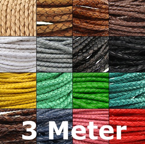 Meter lederband geflochten - 3, meter,