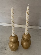 2 Stück Kerzenhalter Goldfarben inkl. Kerzen Vintage Stilvoll Neu Boho Stil