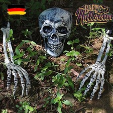Totenkopf Schädel Skull Skelett Kopf Skeletthände Halloween Party Horror Deko DE