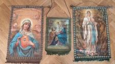 Sehr alte Religiöse Wandteppiche / Maria Jesus Josef / Unbefleckte Herz etc.
