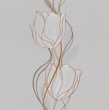 Rasch Tapete Vlies Seduction 796520 Blütenranke Grau Weiß Orange Glanz stylisch