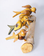 Holzfiguren Vögel Holz Handarbeit Figur Holzskulptur Vintage - Unikat