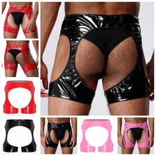 Men's Pu Leather Shorts Open