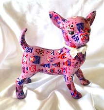 Pomme Pidou Chihuahua Spardose Hund Violett mit Eulen 27x24 cm