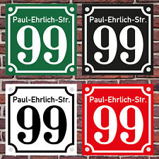 Hausnummernschild Hausnummer Straßenname Emaille Design Alt mit Abstandhalter