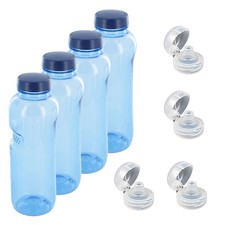 4x 1,0 Tritan Trinkflasche mit Trinkdeckel Flip Top Wasserflasche Sport BPA-frei