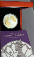 Tokelau 2023 Queen Elizabeth II Coronation Jubilee 10 $ 5 Oz Silber vergoldet PP