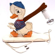 Lampe Duck alte Vintage Leuchte 29 cm Holz mehrfarbig Kinderzimmer Ente Comic