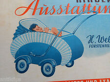 Weber Bettwäsche Kinderwagen alte Werbepappe 50er Jahre Fürstenfeld Steiermark
