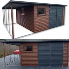 Blechgarage 5×4 m Holzoptik