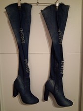 Overknee Stiefel Ripped Optik Jeans 39