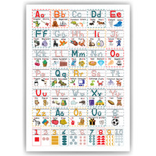 Grundschrift Poster ABC Lernposter für Kinder Zahlen & Alphabet Lernhilfe Kinde