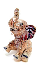 Wolf Keramik Elefant Figur Skulptur Salzbrand lasiert Vintage Handarbeit top