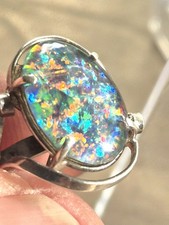   Black Opal Triplet Ring  In