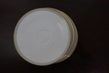 "Arzberg" 4 Untertassen 5 Frühstücksteller Form 2025 -graues Band mit Gold-Rand