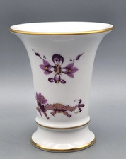 Meissen Porzellan Trichtervase Vase 1. Wahl, lila Hofdrache goldschattiert Gold