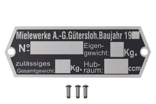 Typenschild für miele - typenschild, mit