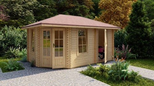 Eck gartenhaus holz 5x3m - 5,