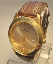 Klassische vintage Herrenuhr Meister-Anker, vergoldet mit Echtleder-Armband