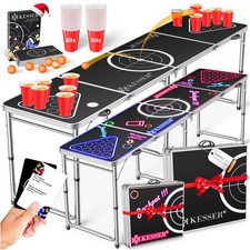 KESSER® Bier Pong Tisch Set mit Kartenspiel Trinkspiel inkl. 100 Becher 6 Bälle