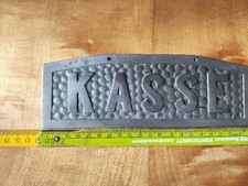 antik Kassen Schild beidseitig KASSE Messing Metallschild verchromt Kassenschild