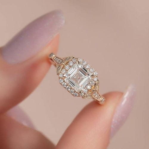 Halo verlobungsring asscher - halo,