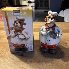 Spardose Bulldogge Koch Sparschwein Hund Polyresin Vintage Figur