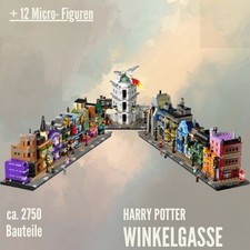 Klemmbausteine, MOC Harry Potter Winkelgasse + 12 Micro-Figuren, ca. 2750 Teile
