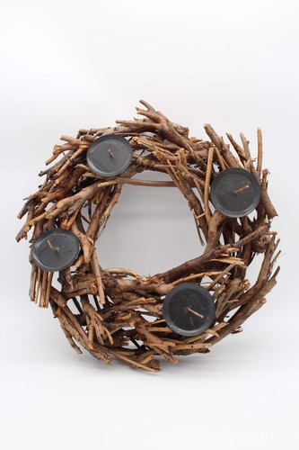 Adventskranz holz natur braun - holz,