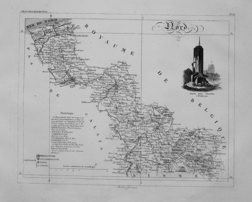 1830 departement nord carte - departement,