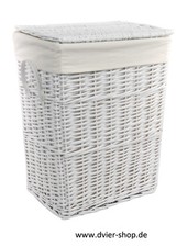 Wäschekorb Wäschetruhe Weide weiß Deckel Handgriff Bezug 3 Varianten 08WRt